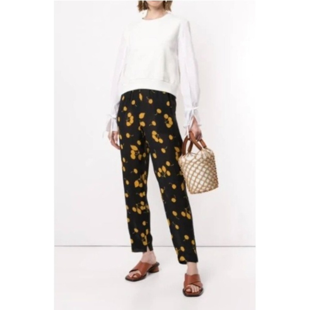 3.1 Phillip Lim Cherry Print Jogger Pants‎ Black Gold Tapered Satin Tapered 4